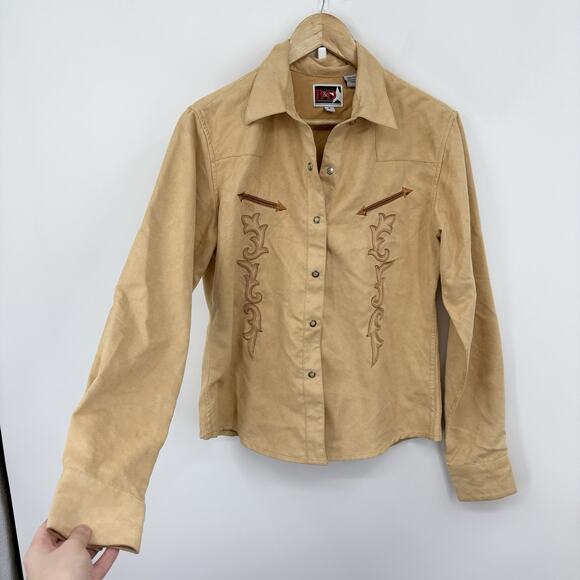 other Tops - Vintage Panhandle Slim Pearl Snap Shirt Women Medium Western Embroidered Gaucho